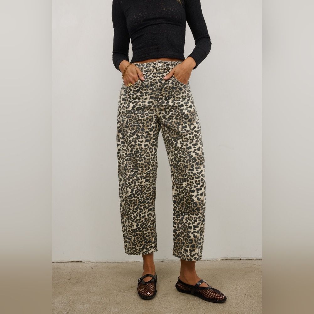 bohme Neutral Leopard-Print Cropped Jeans